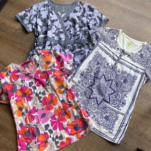 Bundle of Three Patterned Scrub Tops